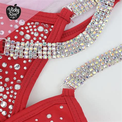 Red Bikini Competition Suit Fitness Bikini Vicky Ross Fit