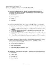 Abnormal Behavior History Research Methods Assessment PRACTICE EXAM 1