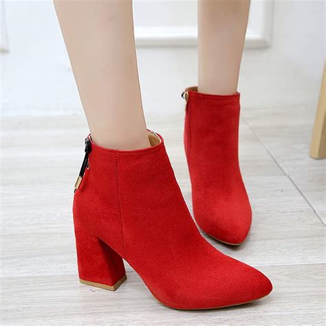 Logobeing Botines Rojos Para Mujer Con Tacon Botas De Mujer Con Punta