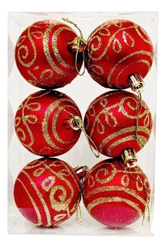 Bolas Navideñas Esferas Adorno Navidad Pack X6 Unidades Color Rojo