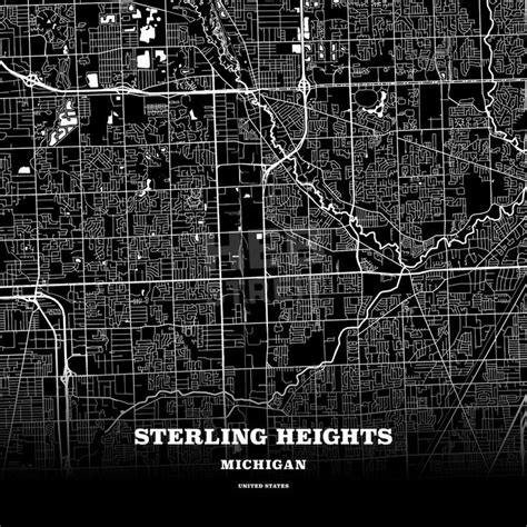 Sterling Heights, Michigan, USA map | Map poster, Poster template, Usa map