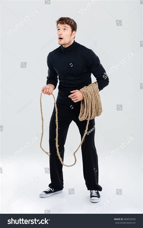 Full Length Amazed Young Man Rope Stock Photo 483070255 Shutterstock