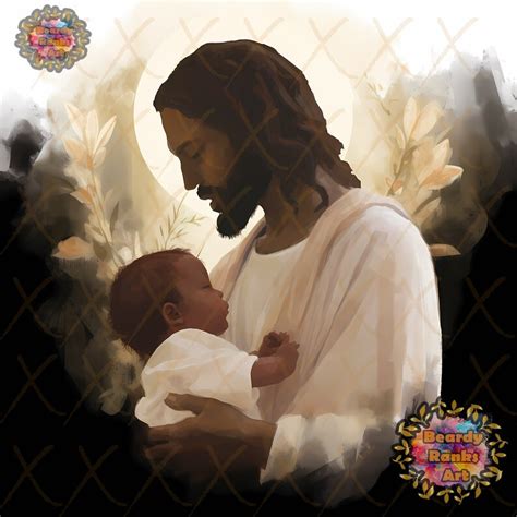 3 Brown Jesus Prints With Little Baby Christian Artwork African