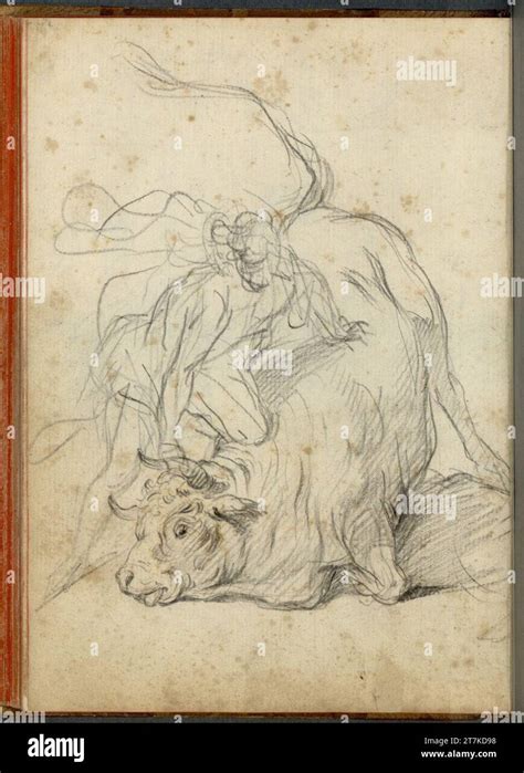 Bartolomeo Altomonte Hercules And The Cretan Bull Black Chalk Around