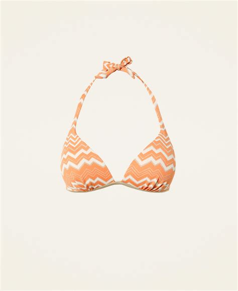Jacquard Triangle Bikini Top Woman Orange TWINSET Milano