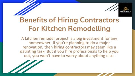 Ppt Benefits Of Hiring Contractors For Kitchen Remodelling Powerpoint