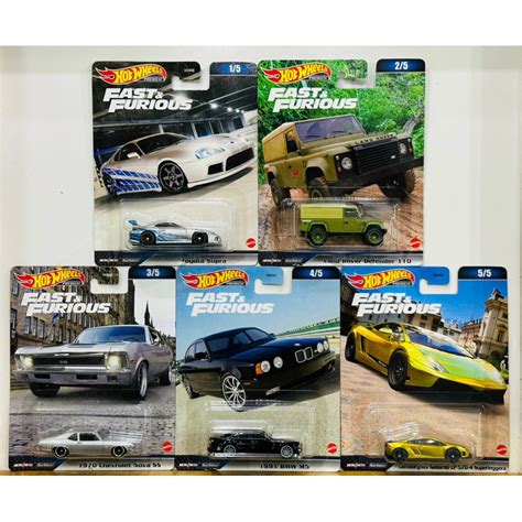Hobby Store Hot Wheels Premium Fast And Furious Model Cars Full Set Of 5 Cars Supra Land