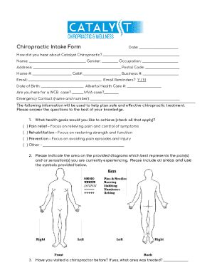 Fillable Online Chiropractic Intake Form Active Health Institute Fax