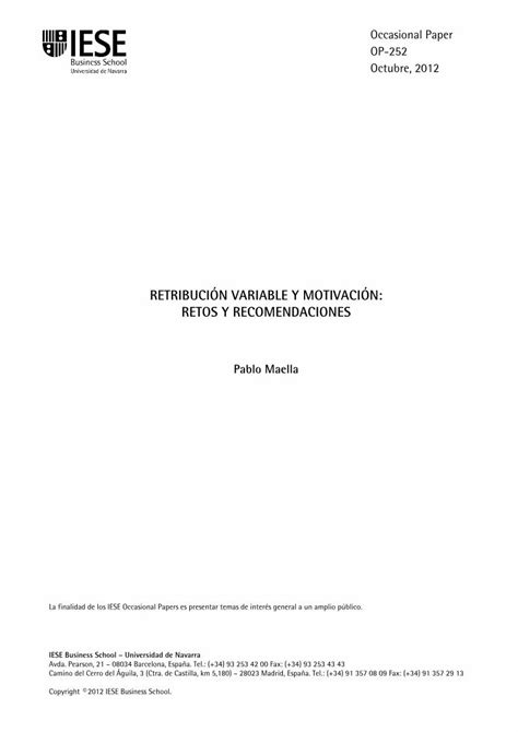 Pdf Retribuci N Variable Y Motivaci N Retos Y Pdf