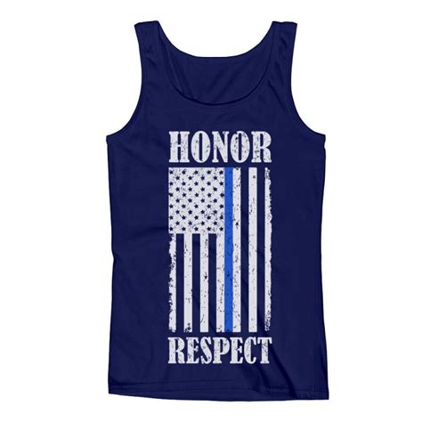 Honor And Respect American Flag Thin Blue Line Police Greenturtle