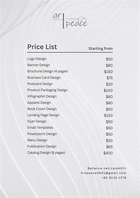 Price List On Behance