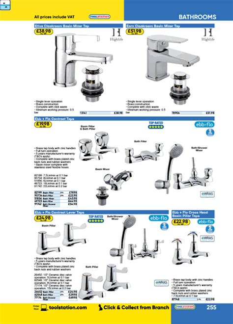 Ebb Flo Contract Lever Taps Bath Pillar Toolstation