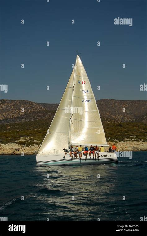 Sailboats Racing At The Mediterranean Sea Stock Photo Alamy