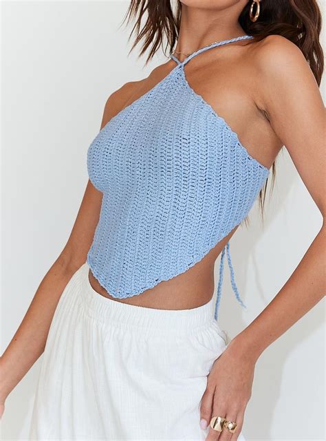 Avoca Top Blue Xs S Blue Crochet Top Outfit Hot Scarf Scarf Styles