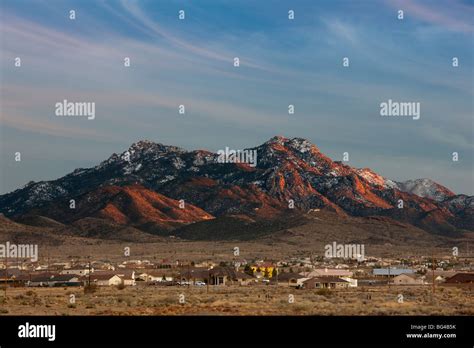 Usa Arizona Kingman Rt 66 Town Hualapai Mountains Sunset Stock
