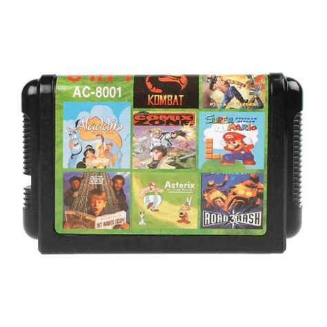 Игровой картридж 16 бит 8в1 (Aladdin, Comix Zona, Mortal Kombat, Super ...