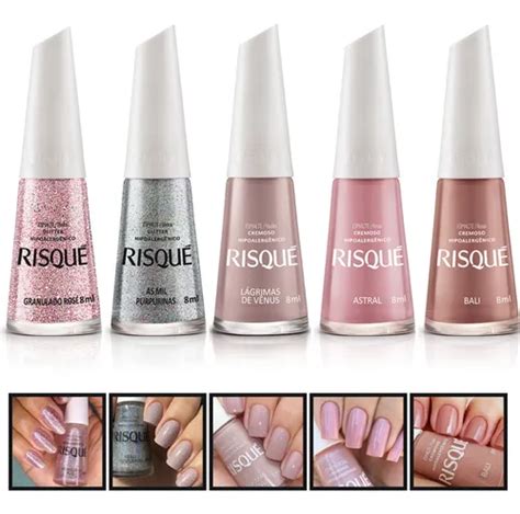 Kit Esmalte Risque Glitter Tons Nude Cremoso Atacado Mercadolivre