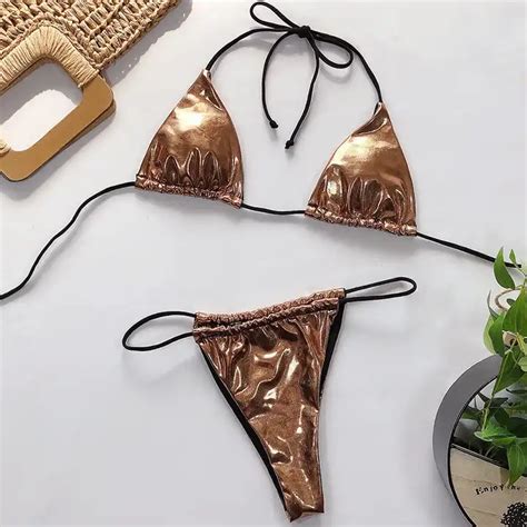 Nuevo diseño de traje de baño de lujo traje de baño Halter Micro Sexy Bikini para mujer con