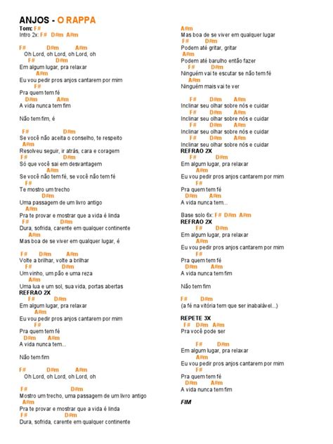 O Rappa Letra Anjos - Anjos - o Rappa | PDF