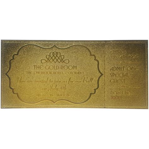 The Shining Ballroom Ticket Replica - Limited Edition Gold Plated Gift