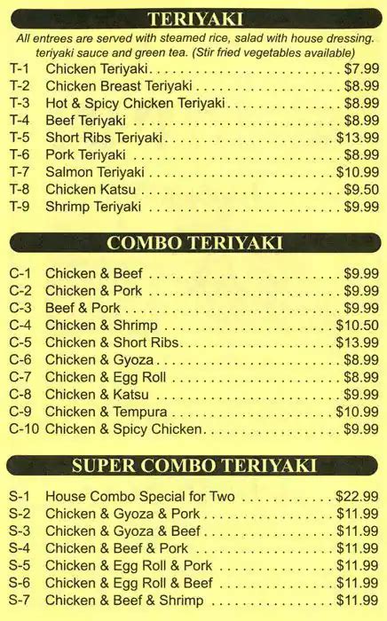 Menu At Ichi Teriyaki Restaurant Federal Way
