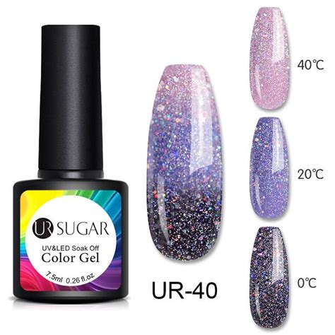 UR SUGAR Color Sequins Thermal Gel Polish Nail Lamp Extension Nail