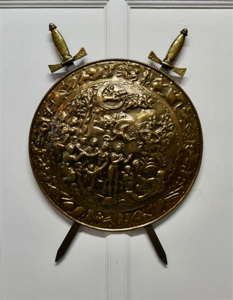 Large Decorative Wall Hanging Brass Shield With Cross Swords | 802397 ...