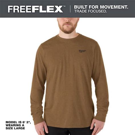 milwaukee mens  large brown cottonpolyester long sleeve hybrid work
