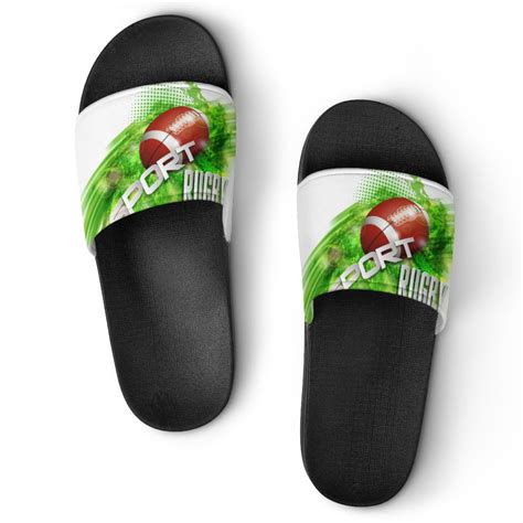 GZHJMY Stylish Slides For Women Men Pattern Design With Rugby Ball