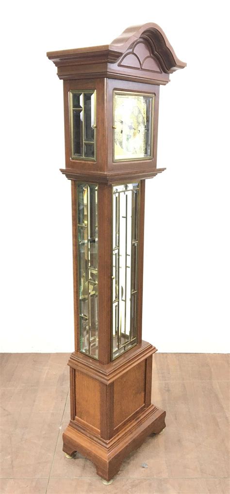 Lot Ansonia 1939 Leaded Glass Long Case Clock