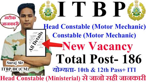 Vacancy Itbp Head Constable Motor Mechanic Constable Motor