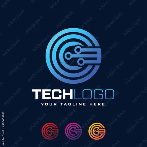 tech logo design digital logo design vector fully editable eps stock