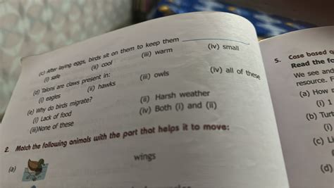 (c) After laying eggs, birds sit on them to keep them (i) safe (ii) cool