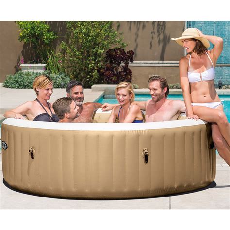 Intex Purespa Person Bubble Massage Inflatable Hot Tub Sahara Tan The Pool Cleaners