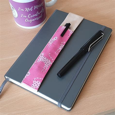 Elastic Pen Holder Pink Leopard Fabric Elasticated Notebook Etsy De