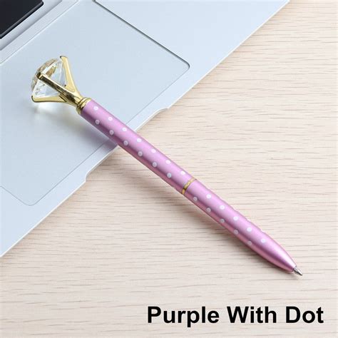 Genkky Kawaii Ballpoint Pen Big Gem Metal Ball Pen With Large Diamond