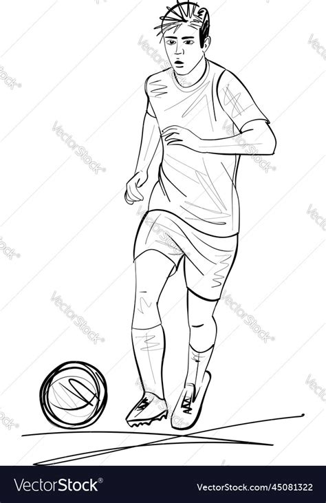 Soccer or football player sketch - player Vector Image