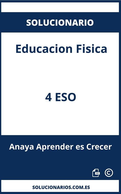 Solucionario De Educacion Fisica 4 ESO Anaya Aprender Es Crecer