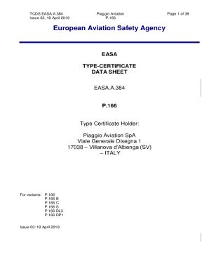 Fillable Online Faa Order Type Certificate Data Sheet Tcds