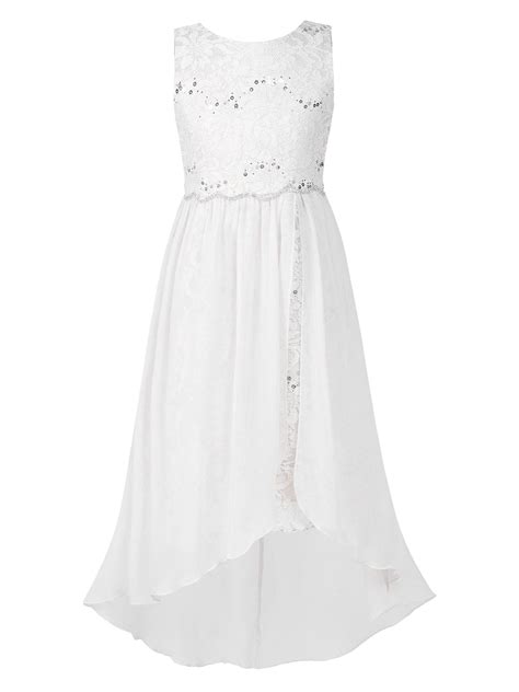 vastwit Flower Girl Sequin Lace Bridesmaid Dress Princess High Low Hem