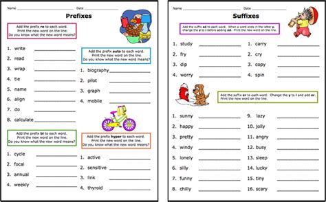 Free Prefix And Suffix Worksheets For 4th Grade