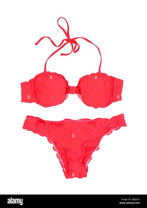 Classic Bikini Swimsuit With Frills Isolated On White Stock Photo Alamy