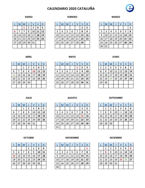 Calendario Laboral 2020 Calendarios Para Imprimir Con Los Festivos