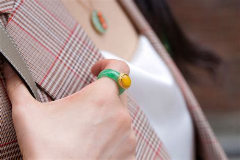 Jade Band Ring With Yellow Stone NASCHENKA Traditional Korean Etsy