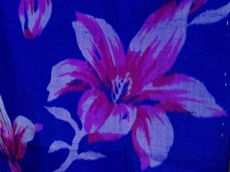 Lovely Vintage Purple Blue Meisen Silk Floral Design Naga Haori