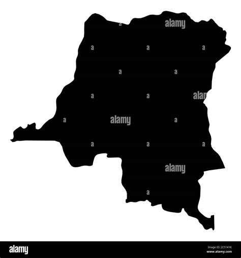 Democratic Republic Of The Congo Solid Black Silhouette Map Of