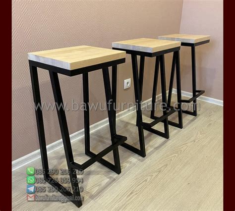 Kursi Cafe Tinggi Model Minimalis Kaki Besi Untuk Bar Bawu Furniture