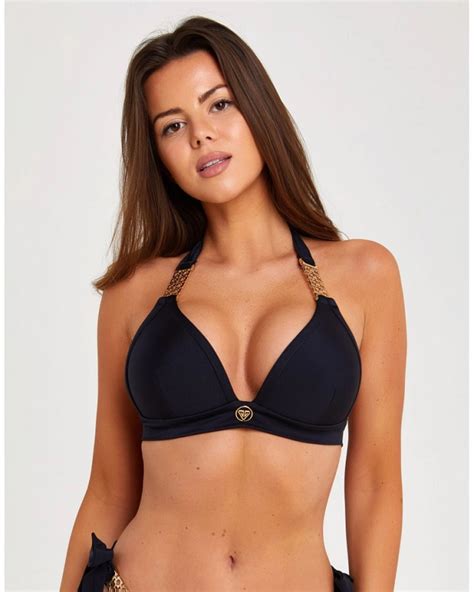 Black Push Up Triangle Bikini Top With Golden Chains S Vivien Vance