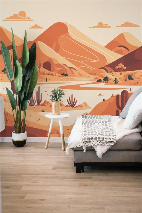 Desert Removable Vinyl Mural Peel And Stick Sun Wallpaper Desert