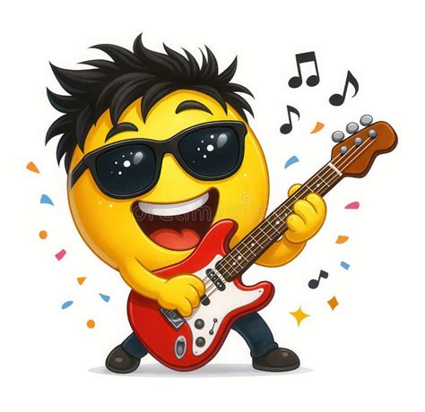 guitarist emoji playing electric guitar stock illustration